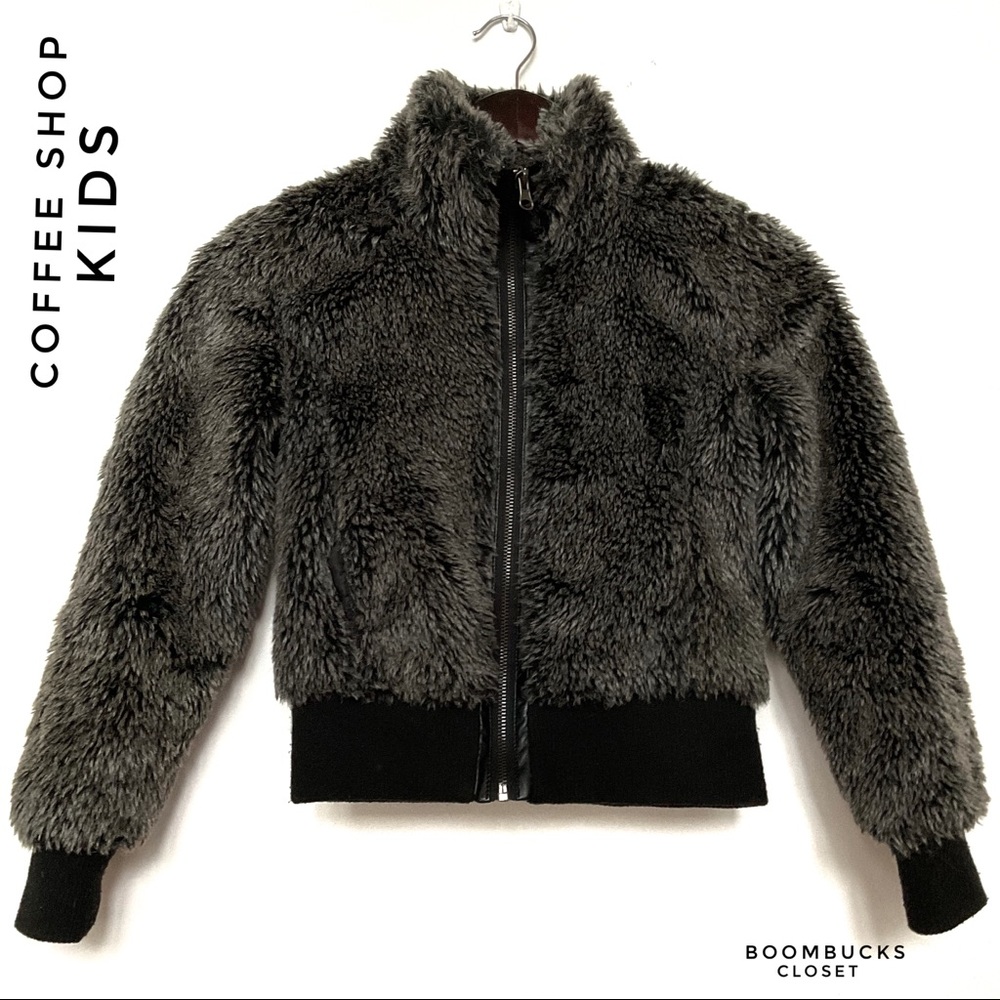 Faux fur Jacket Girls bomber jacket size small 7-8 yrs old